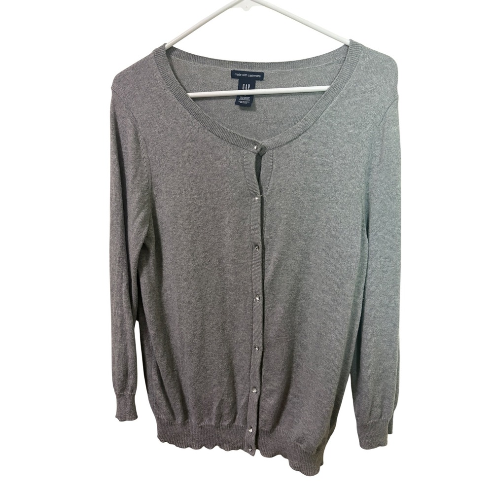 GAP Gray Cotton Cashmere Blend Button Front Cardigan Sweater Womens Size Large